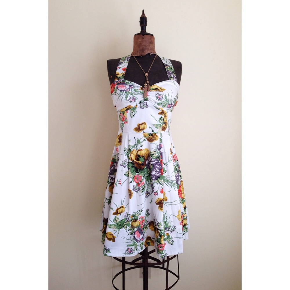 Miss Sixty White Floral Halter Dress